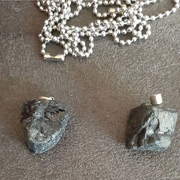 Sterling Silver and titanium genuine tektite moldavite meteorite boho necklace - Picture 5 of 7